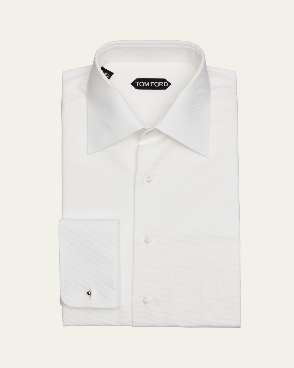 TOM FORD Men's Poplin Piquet French Cuff Dress Shirt | Thumbnail 3 TOM FORD Men's Poplin Piquet French Cuff Dress Shirt | Thumbnail 3