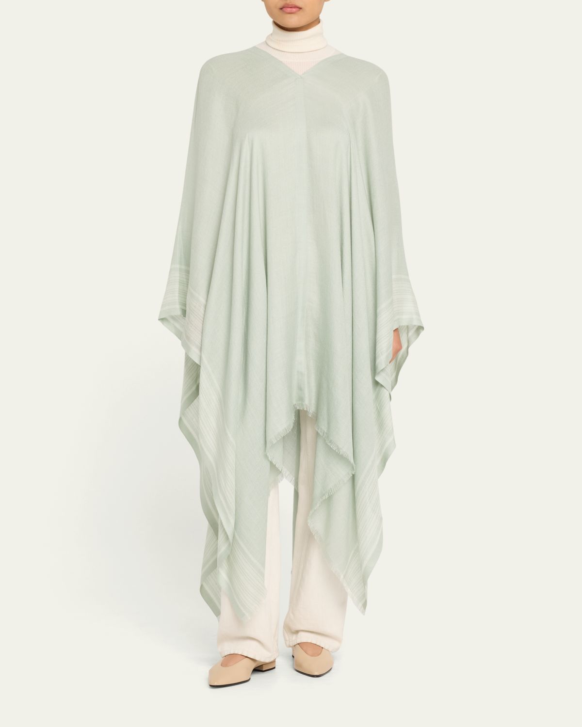 Loro Piana Aida Bicolor Suitcase Stripe Silk Linen Poncho | Thumbnail 2 Loro Piana Aida Bicolor Suitcase Stripe Silk Linen Poncho | Thumbnail 2