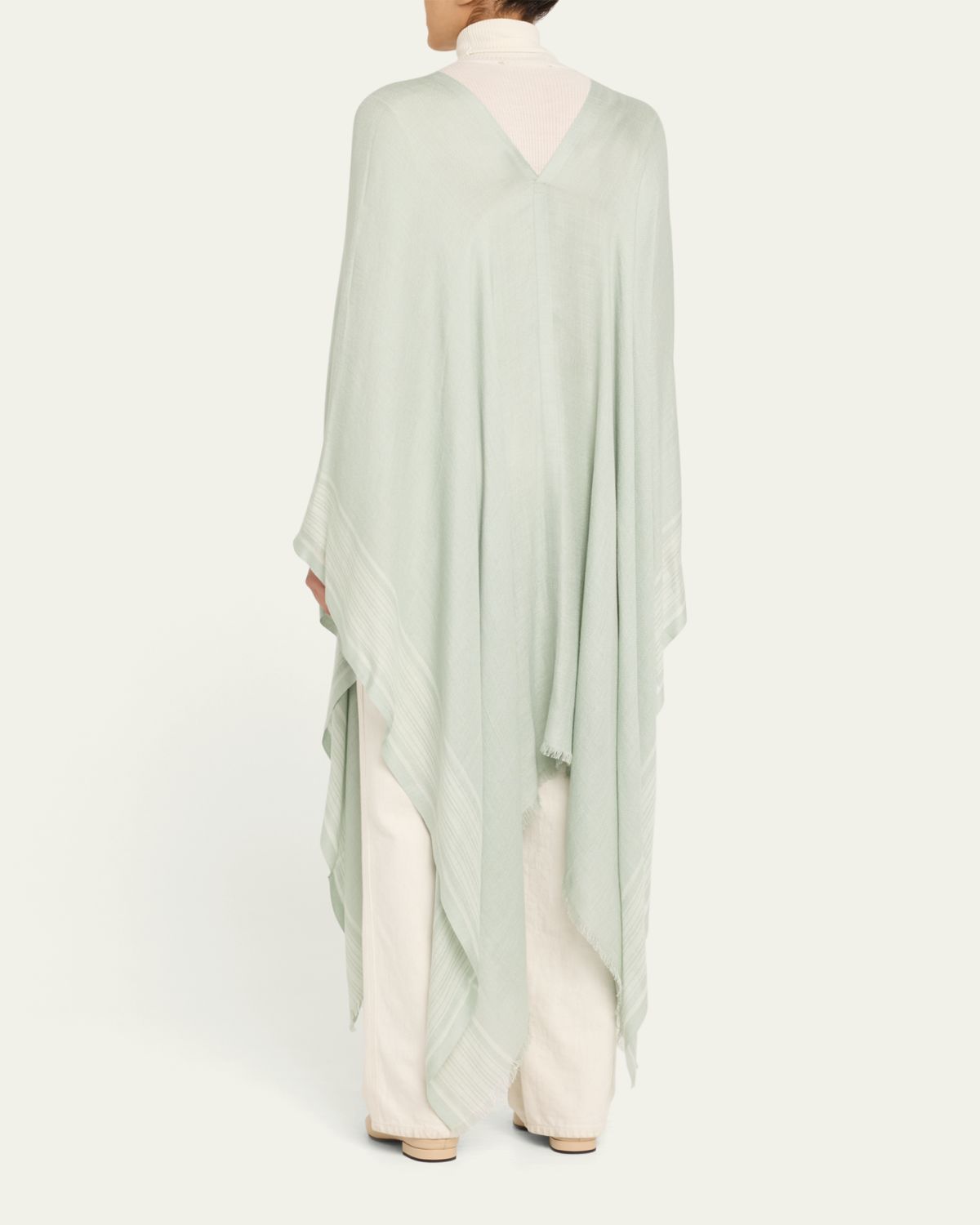 Loro Piana Aida Bicolor Suitcase Stripe Silk Linen Poncho | Thumbnail 3 Loro Piana Aida Bicolor Suitcase Stripe Silk Linen Poncho | Thumbnail 3