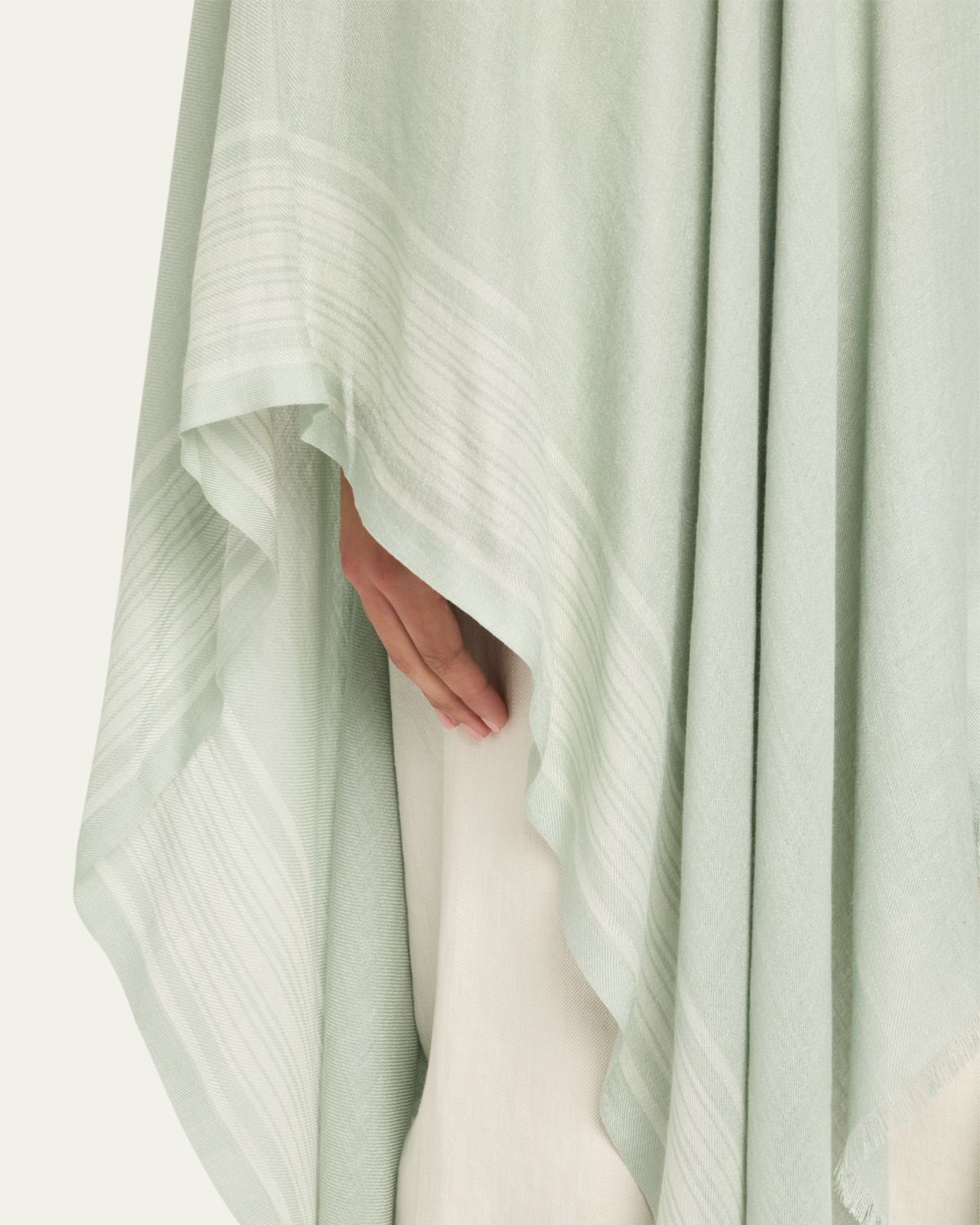 Loro Piana Aida Bicolor Suitcase Stripe Silk Linen Poncho | Thumbnail 5 Loro Piana Aida Bicolor Suitcase Stripe Silk Linen Poncho | Thumbnail 5