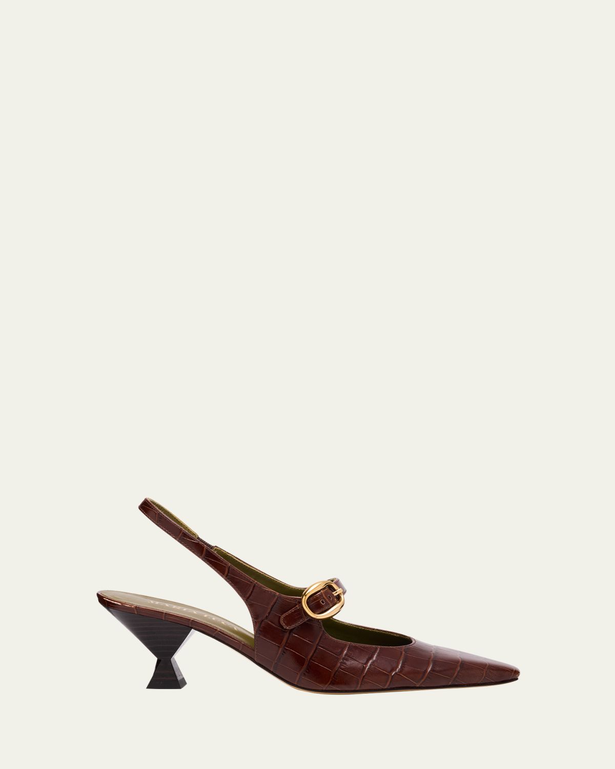Maria Luca Natalia Croc-Embossed Leather Mary Jane Slingback Pumps