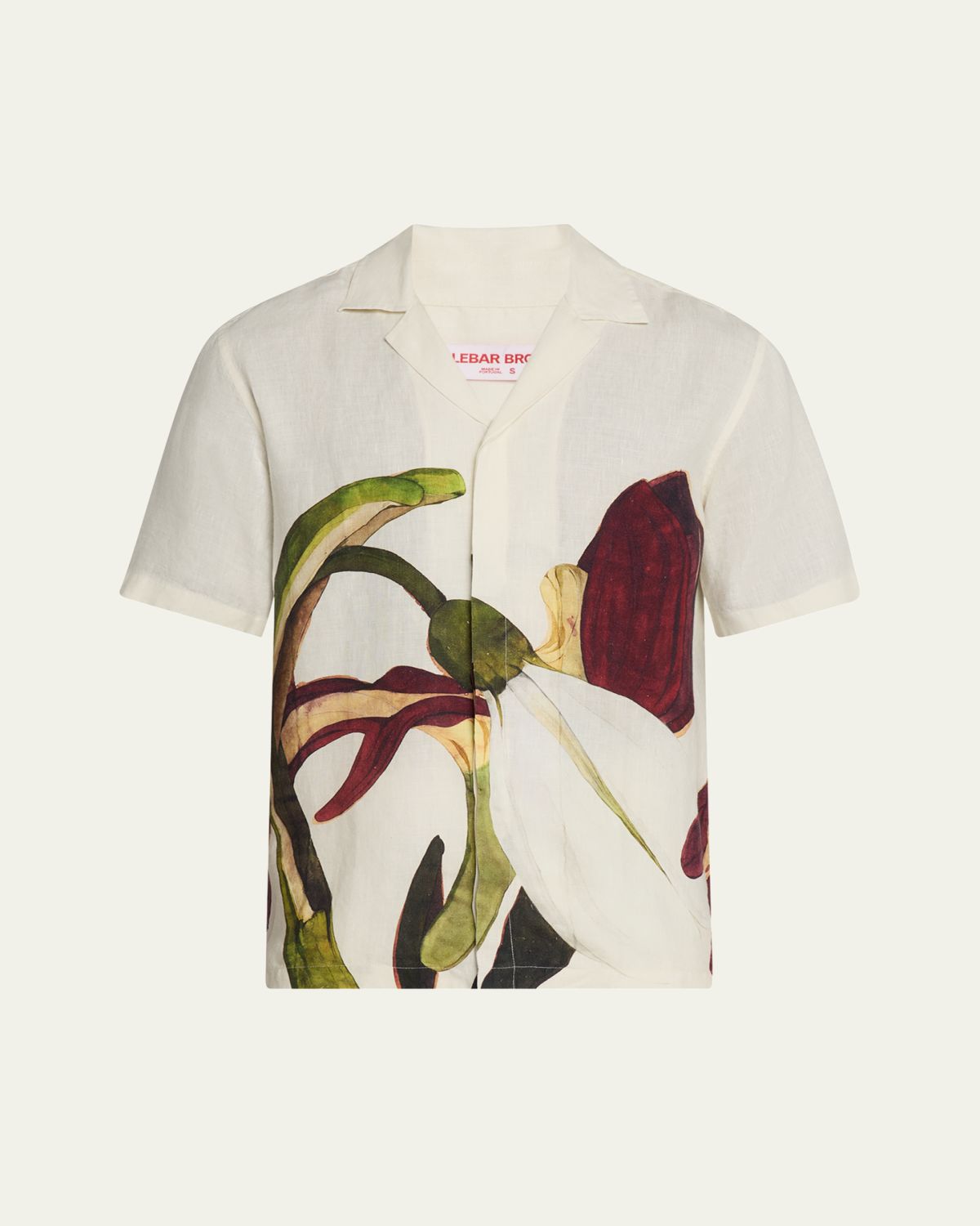 Orlebar Brown Men's Maitan Linen Orchid-Print Camp Shirt