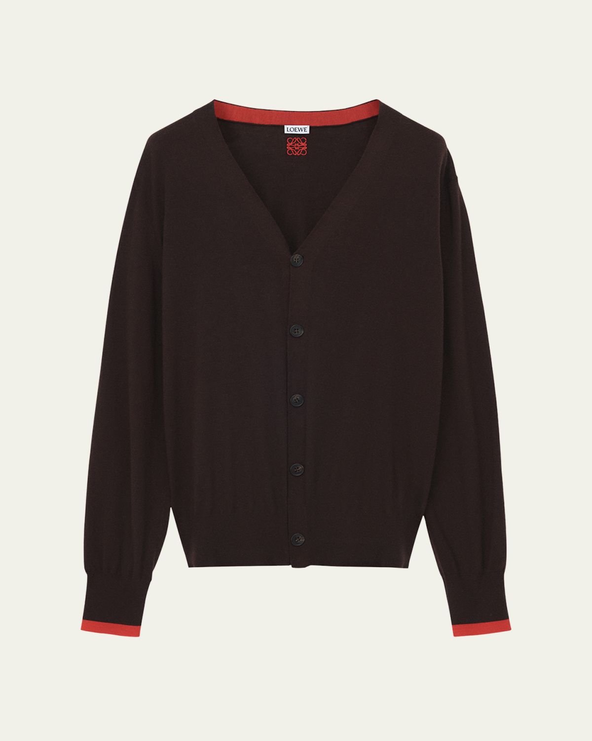 Loewe Men's Contrast-Trim Knit Cardigan