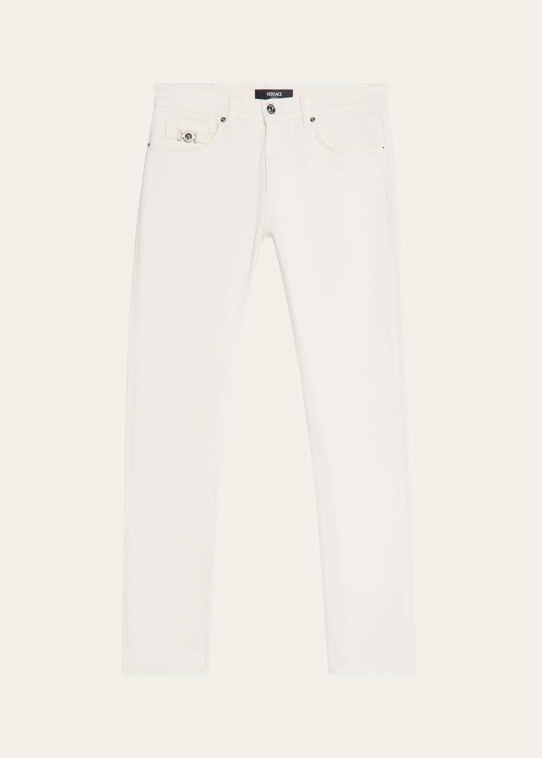 Versace Men's White Denim Straight-Leg Jeans