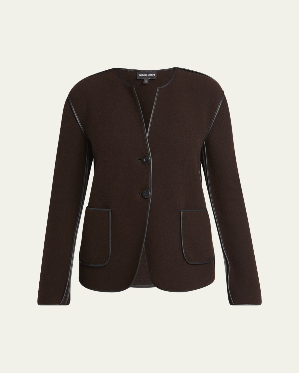 Giorgio Armani Leather Piping Cashmere Fleece Short Coat