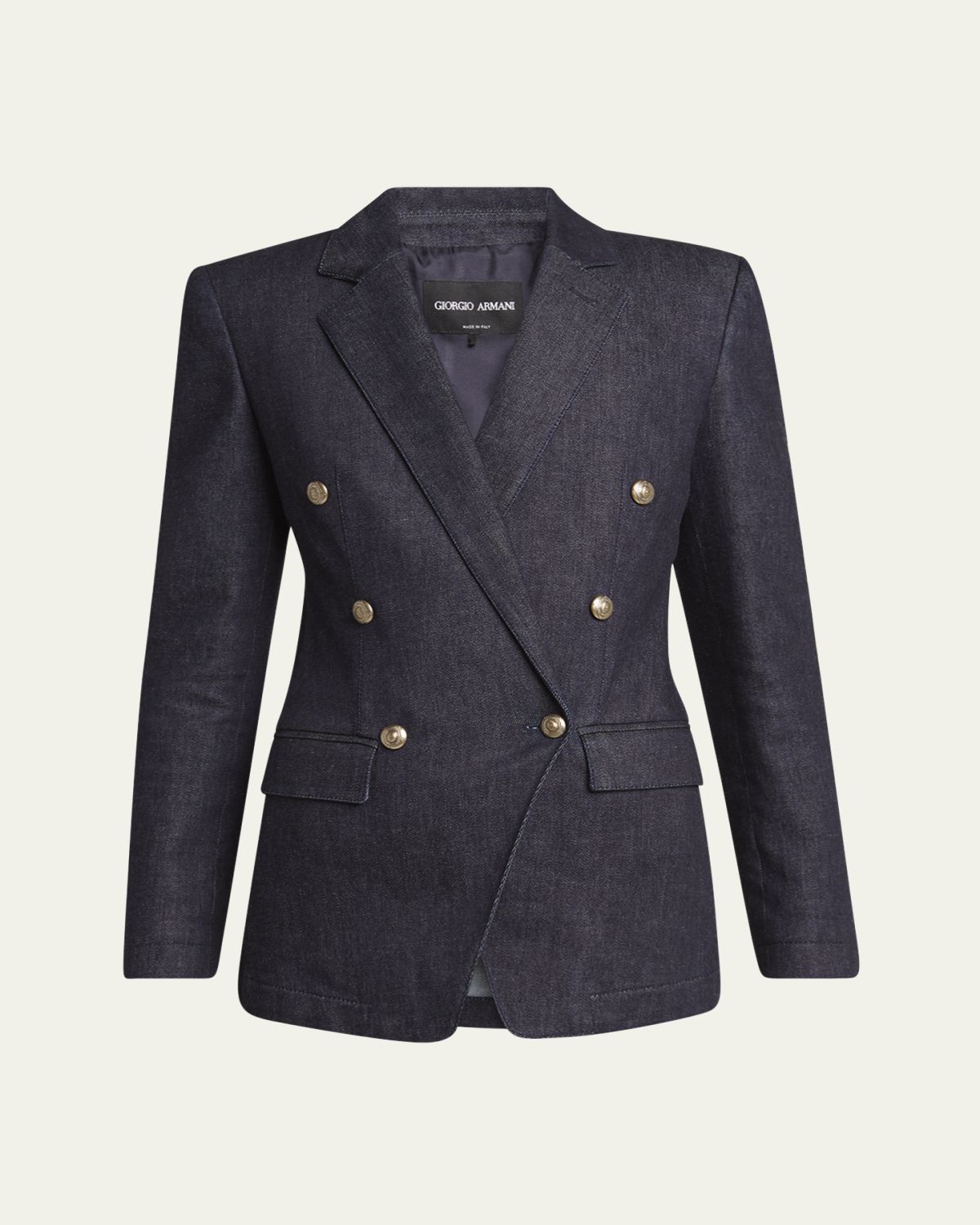 Giorgio Armani Cotton-Cashmere Denim Double-Breasted Blazer | Thumbnail 6