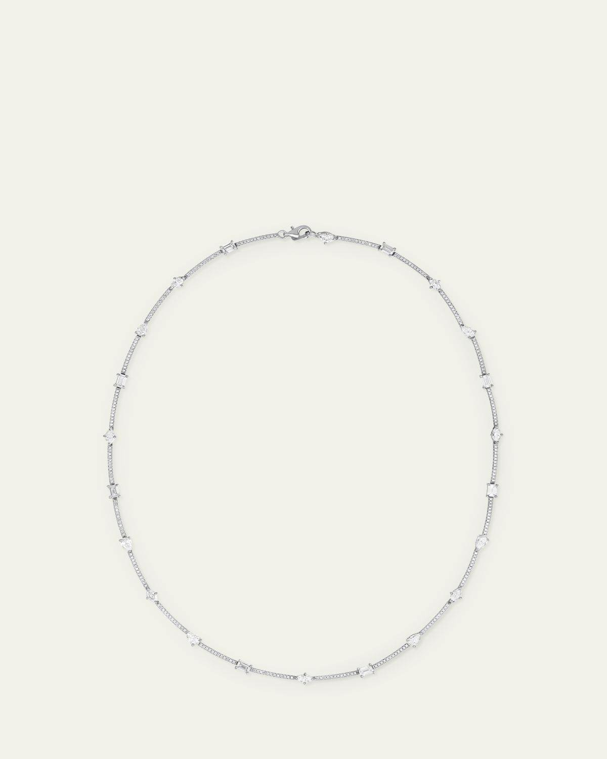 Lana 14K White Gold Fancies Curve Link Necklace with Diamonds, 16"L