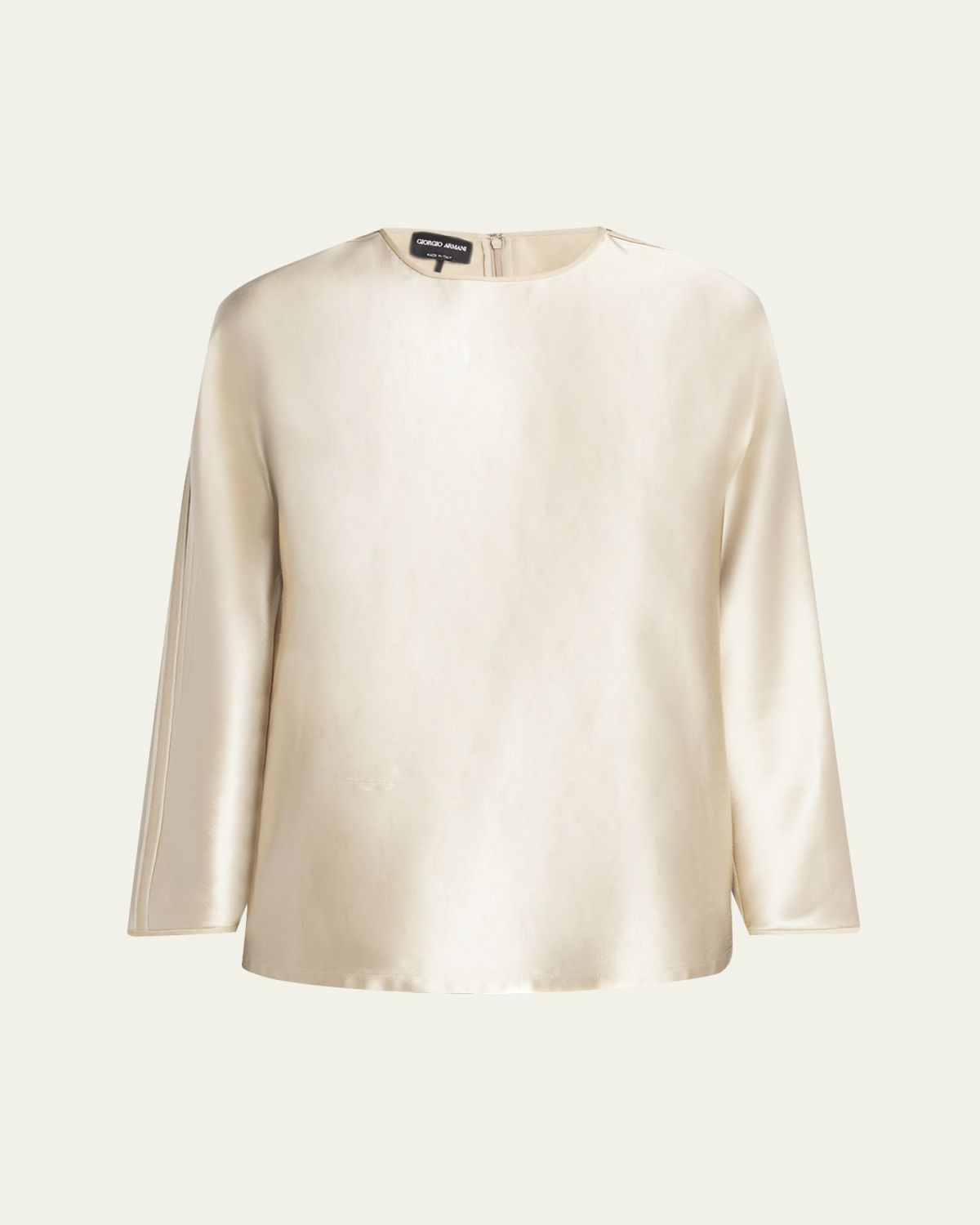 Giorgio Armani Tonal Piping Long-Sleeve Silk Blouse | Thumbnail 6