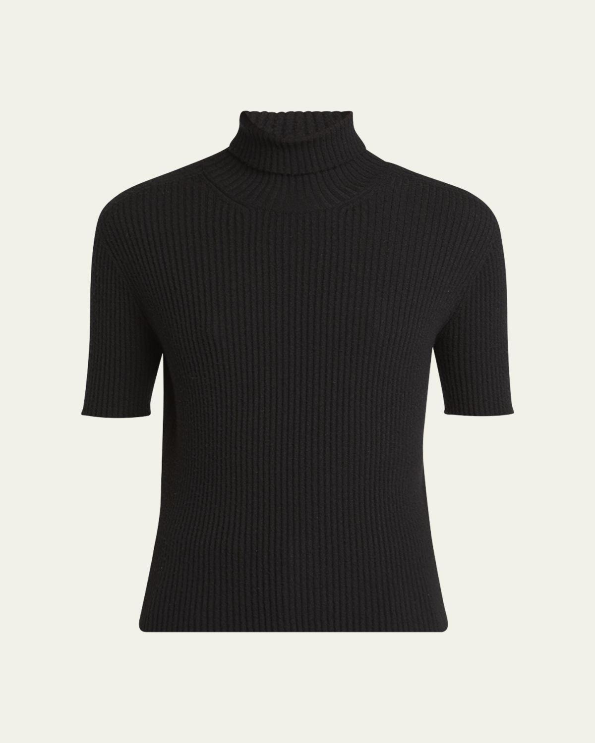 Giorgio Armani Turtleneck Short-Sleeve Cashmere Rib Sweater