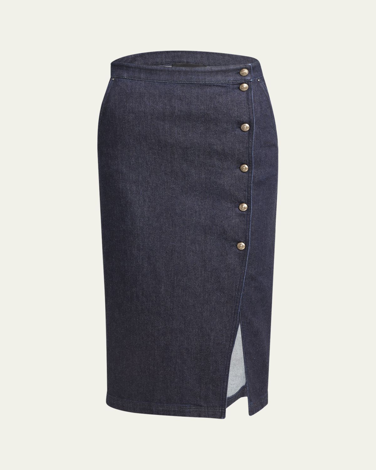 Giorgio Armani Cotton-Cashmere Denim Button Midi Skirt