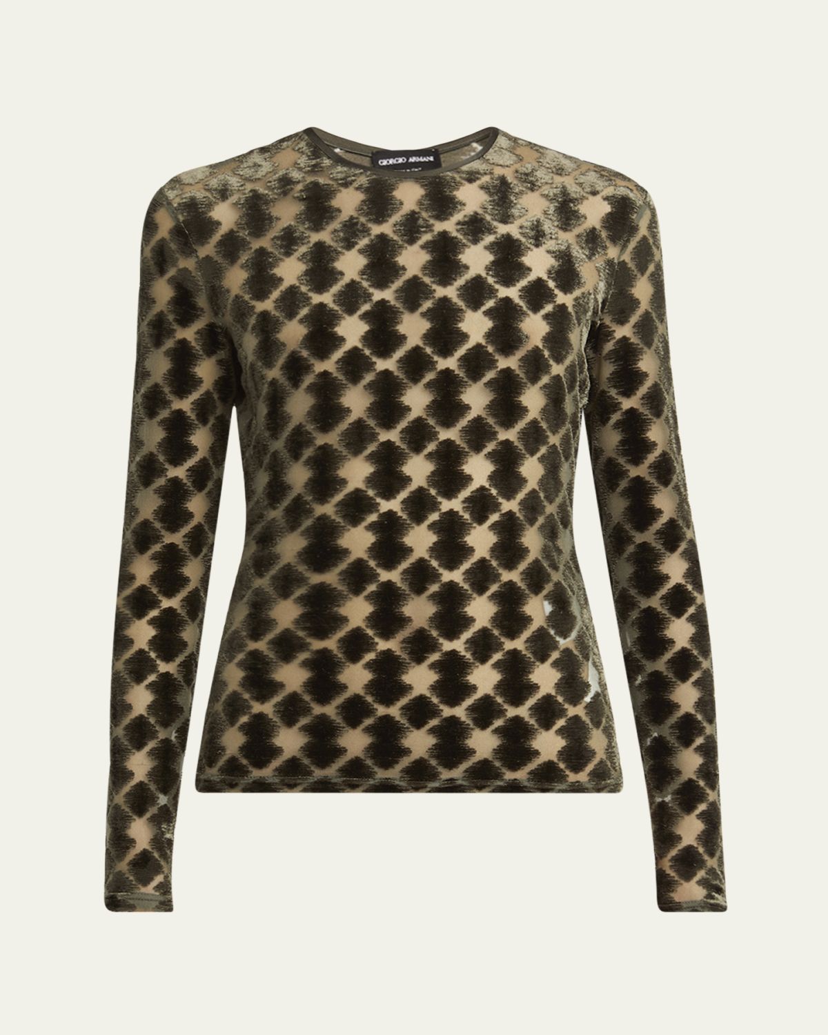 Giorgio Armani Velvet Jersey Jacquard Long-Sleeve Top | Thumbnail 6