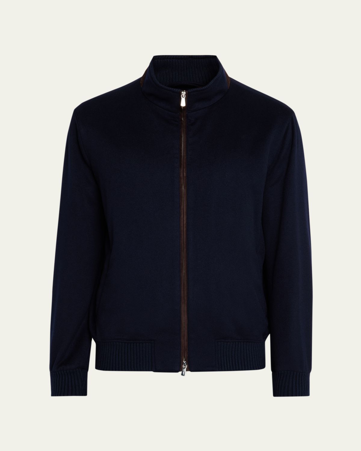 Mandelli Men's Beaver Cashmere Suede-Trim Full-Zip Blouson