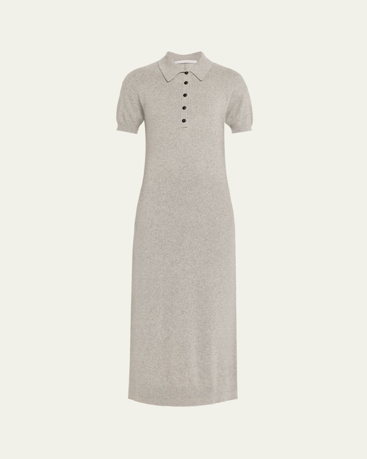 MARIA MCMANUS Heathered Cashmere Short-Sleeve Midi Polo Dress