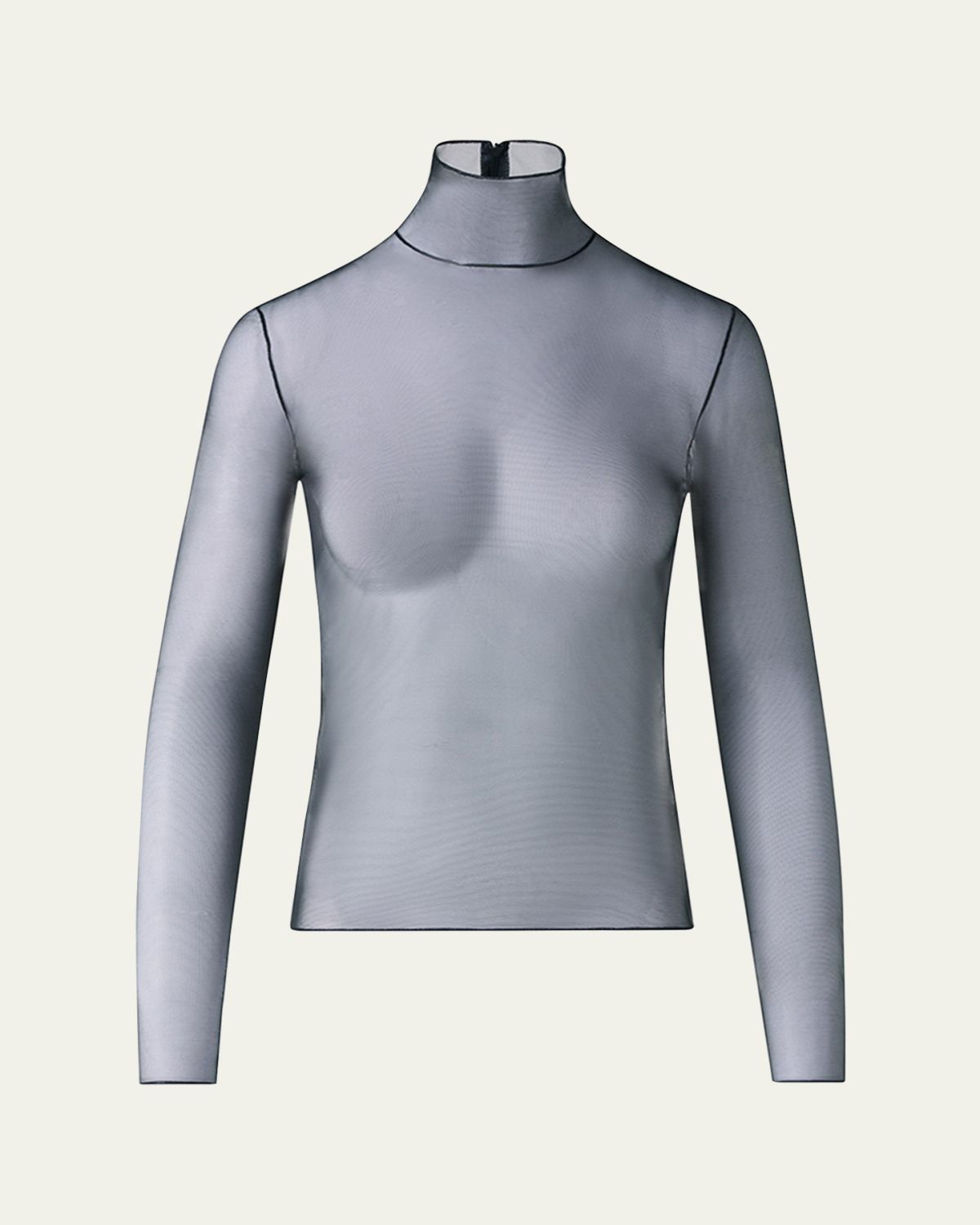 Akris Mock-Neck Stretch Tulle Fitted Long-Sleeve Shirt | Thumbnail 6 Akris Mock-Neck Stretch Tulle Fitted Long-Sleeve Shirt | Thumbnail 6