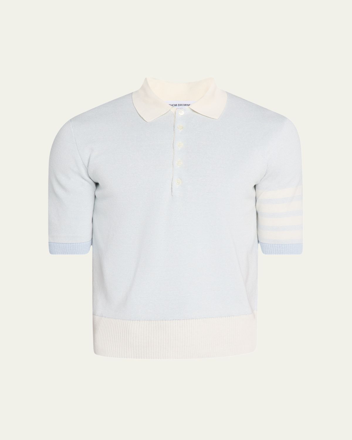 Thom Browne Men's Linen and Cotton Stripe-Sleeve Polo Shirt