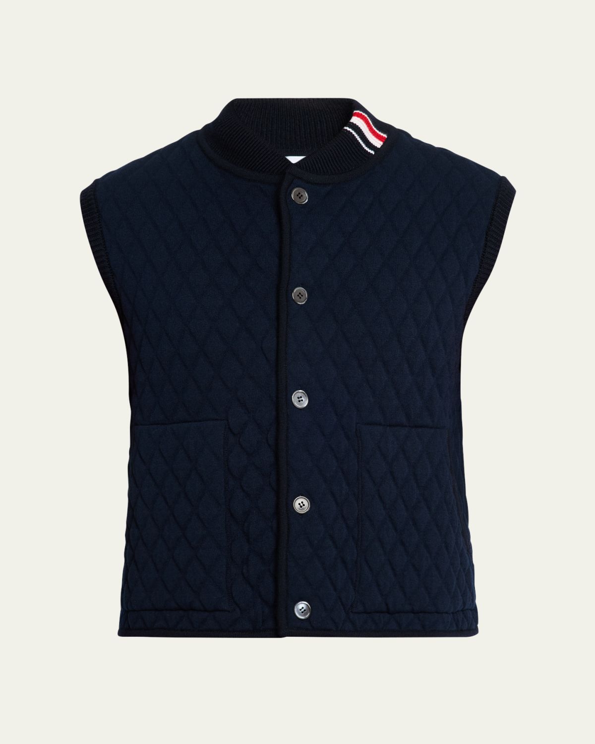 Thom Browne Men's Wool Quilted Knit Vest