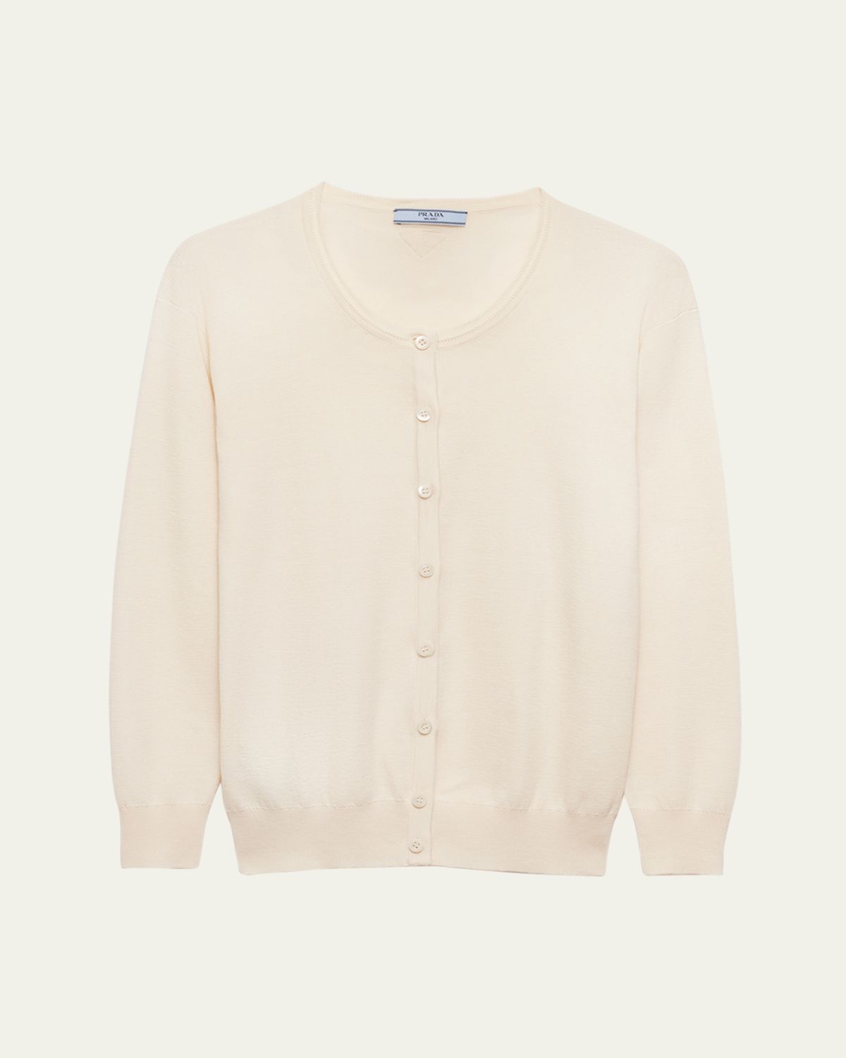Prada Silk-Cotton Double Crewneck Cardigan