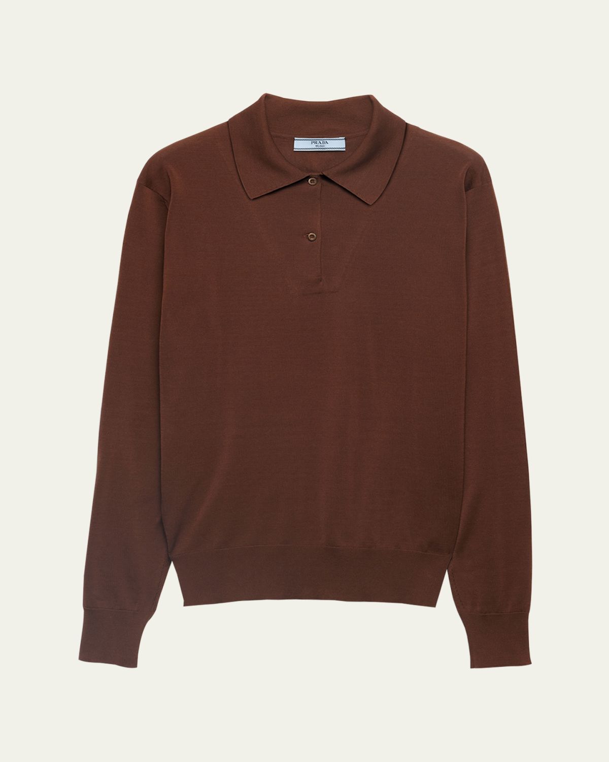 Prada Cotton Long-Sleeve Polo Sweater