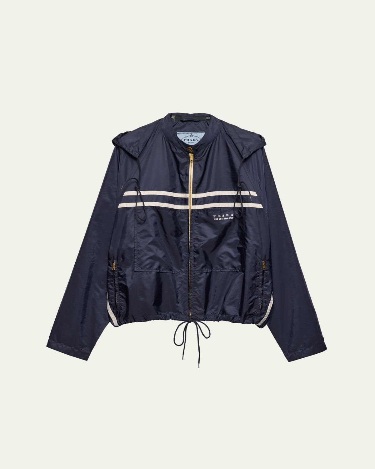 Prada Re-Nylon Stripe Hooded Jacket | Thumbnail 5 Prada Re-Nylon Stripe Hooded Jacket | Thumbnail 5