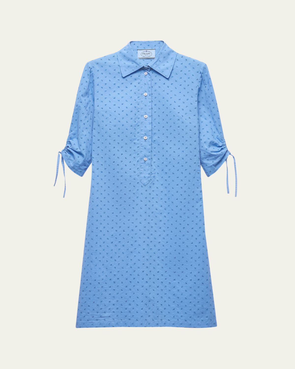 Prada Sangallo Floral 3/4-Sleeve Day Shirtdress