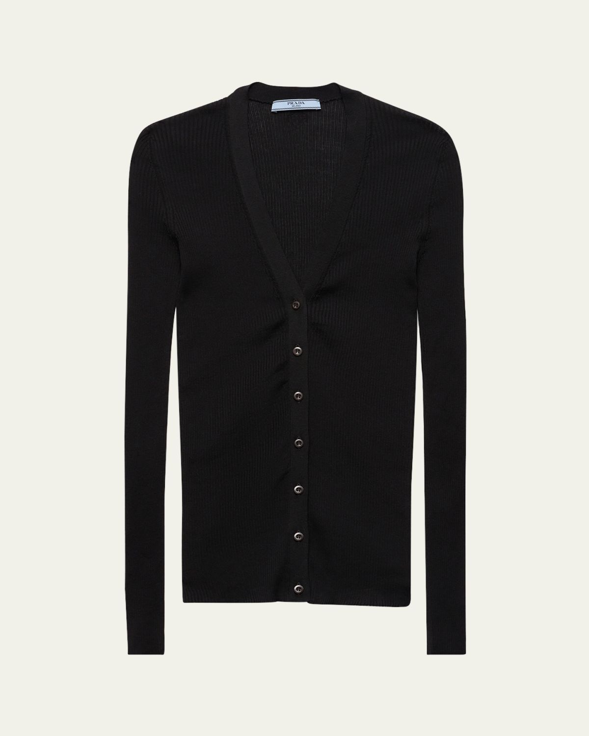 Prada Cotton Rib V-Neck Cardigan