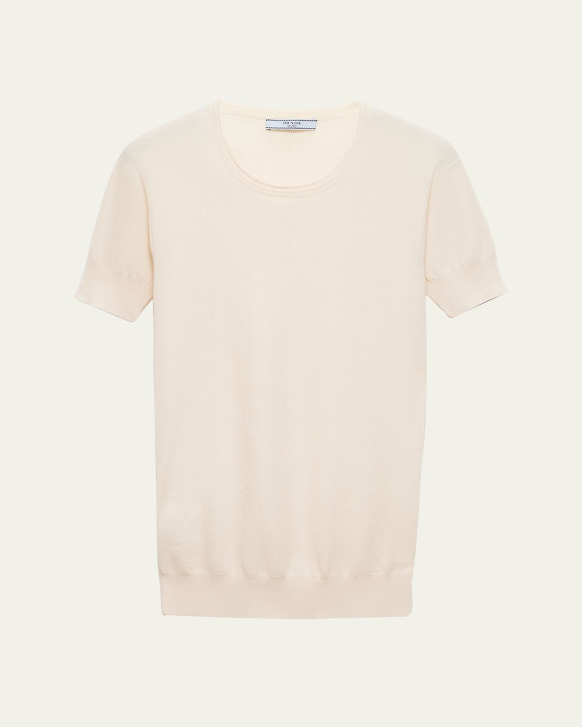 Prada Silk-Cotton Short-Sleeve Sweater