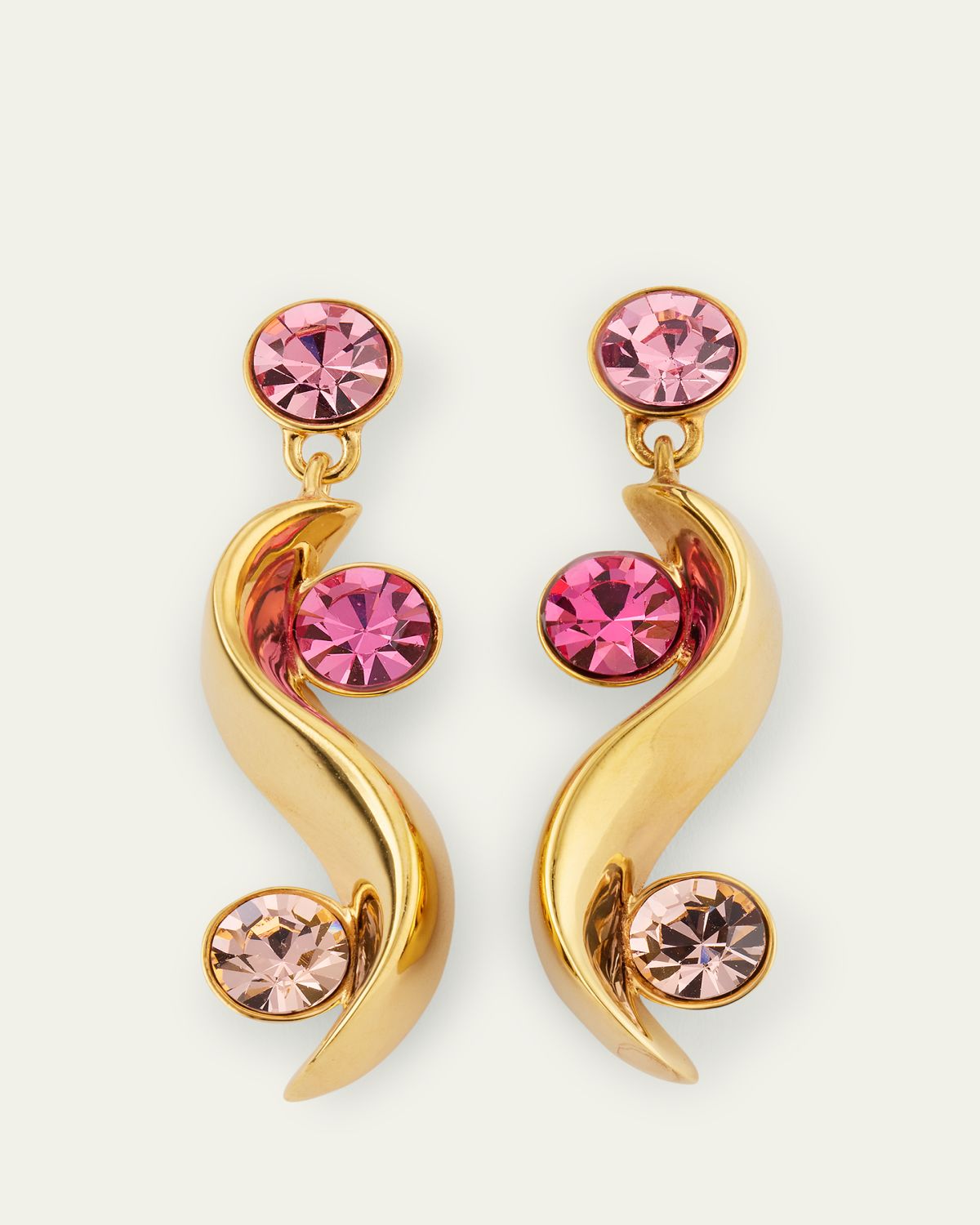 Oscar de la Renta Crystal Wave Drop Earrings