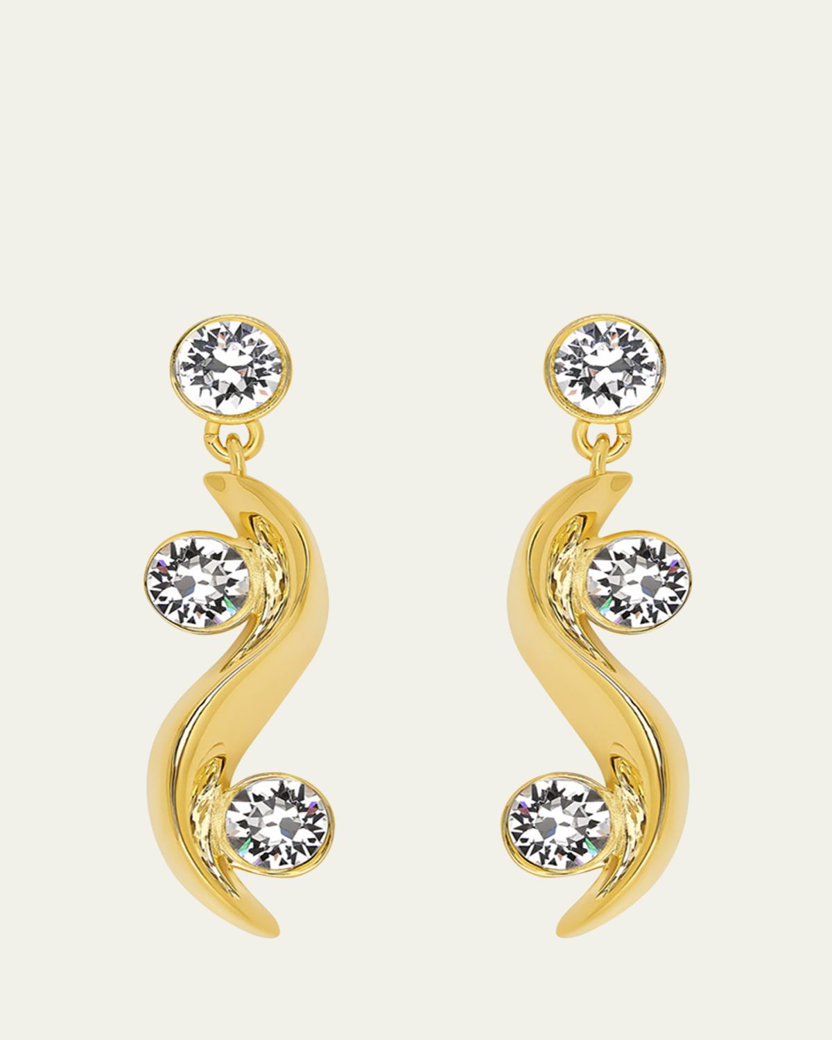 Oscar de la Renta Crystal Wave Drop Earrings