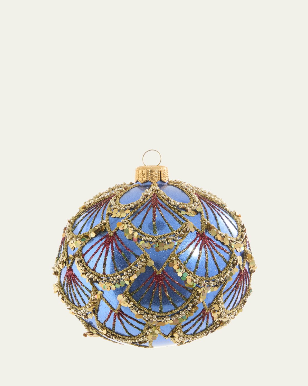 Bergdorf Goodman Blue & Gold Art Deco Ball Ornament