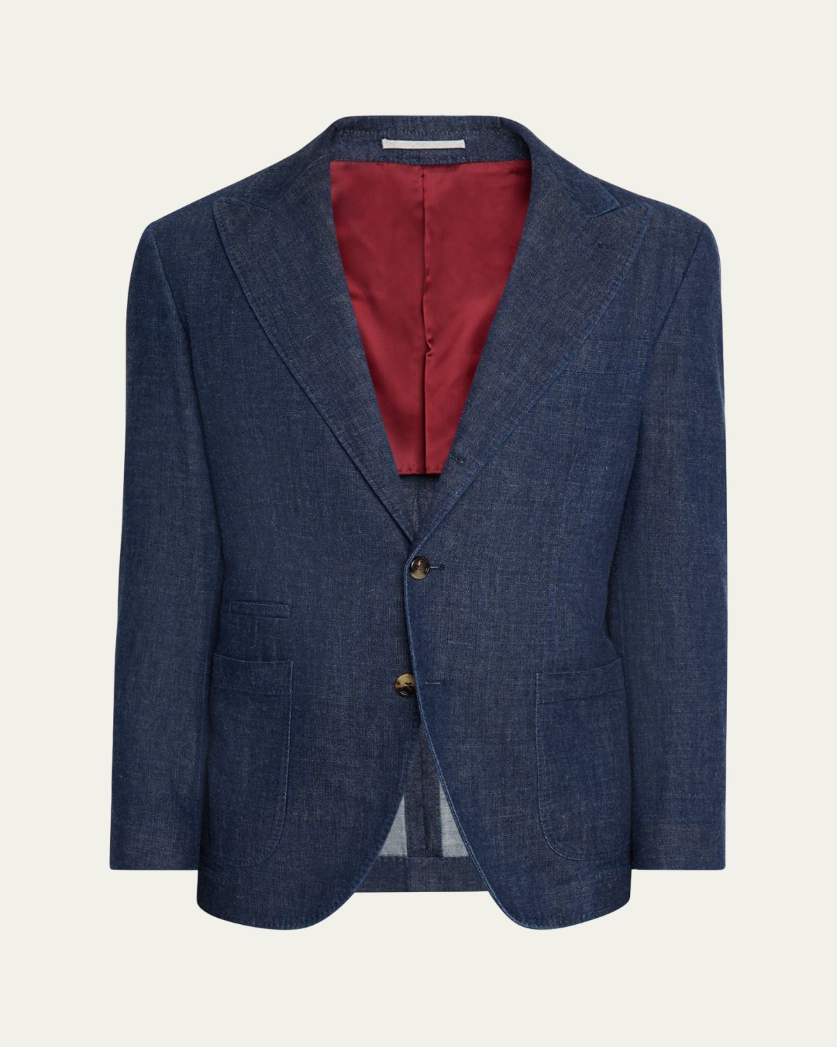 Brunello Cucinelli Men's Denim Peak Lapel Single-Breasted Sport Coat