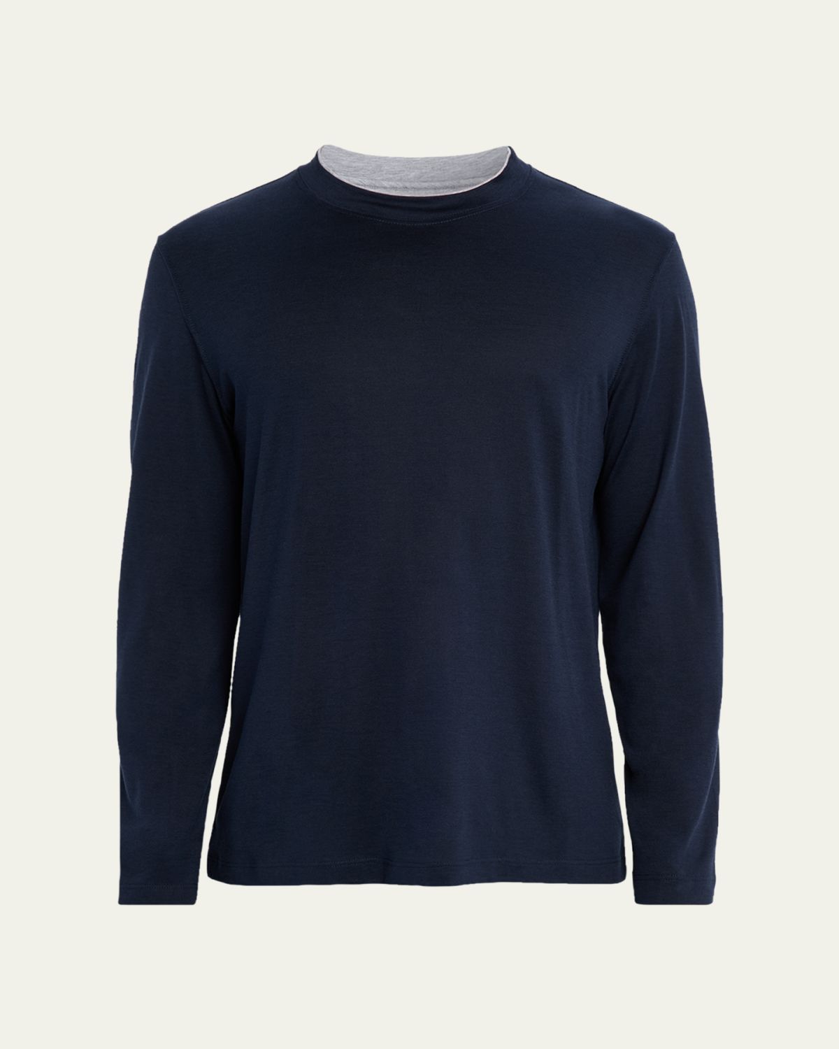 Brunello Cucinelli Men's Silk and Cotton Long-Sleeve T-Shirt | Thumbnail 6 Brunello Cucinelli Men's Silk and Cotton Long-Sleeve T-Shirt | Thumbnail 6
