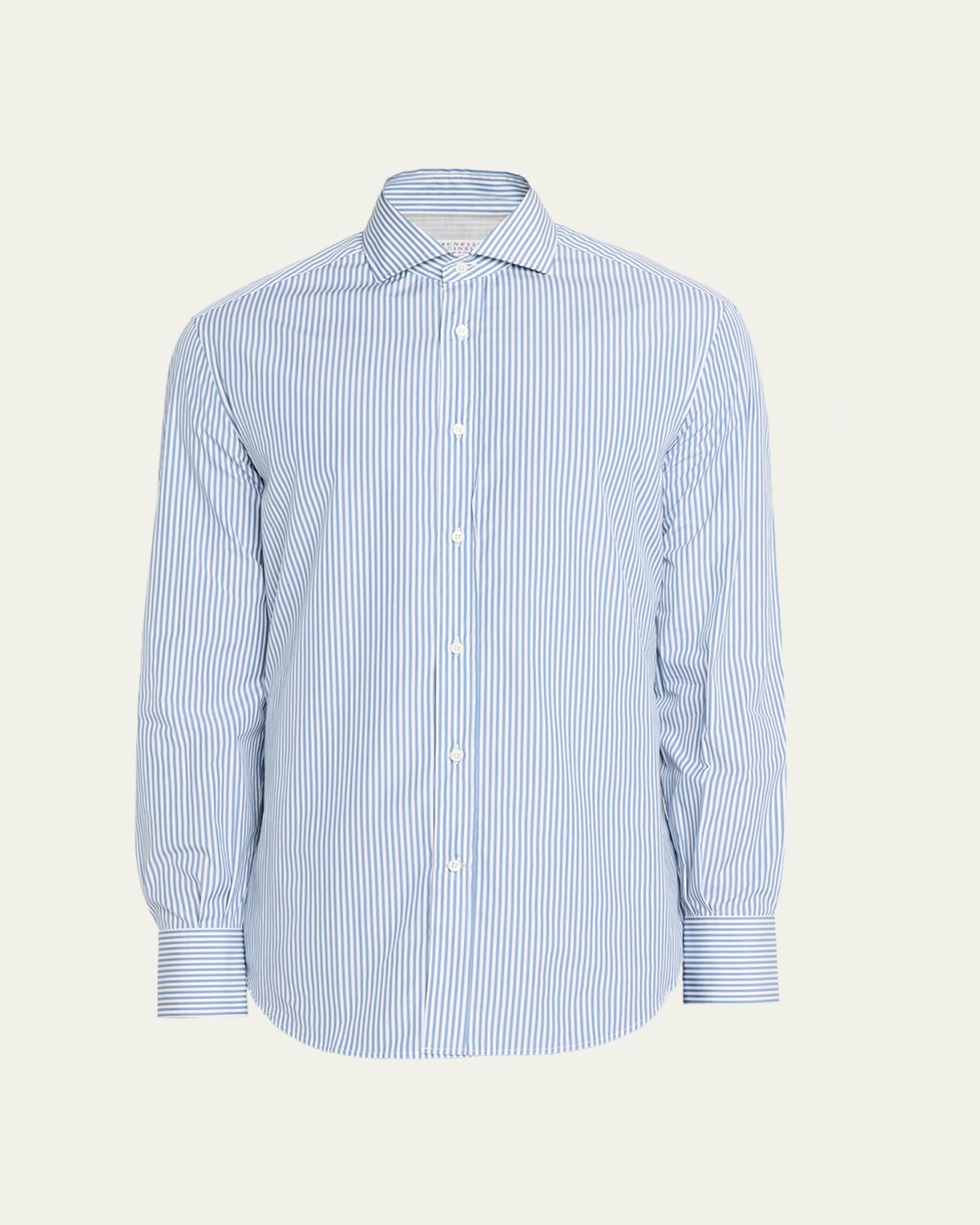 Brunello Cucinelli Men's Narrow Striped Long-Sleeve Shirt | Thumbnail 5 Brunello Cucinelli Men's Narrow Striped Long-Sleeve Shirt | Thumbnail 5
