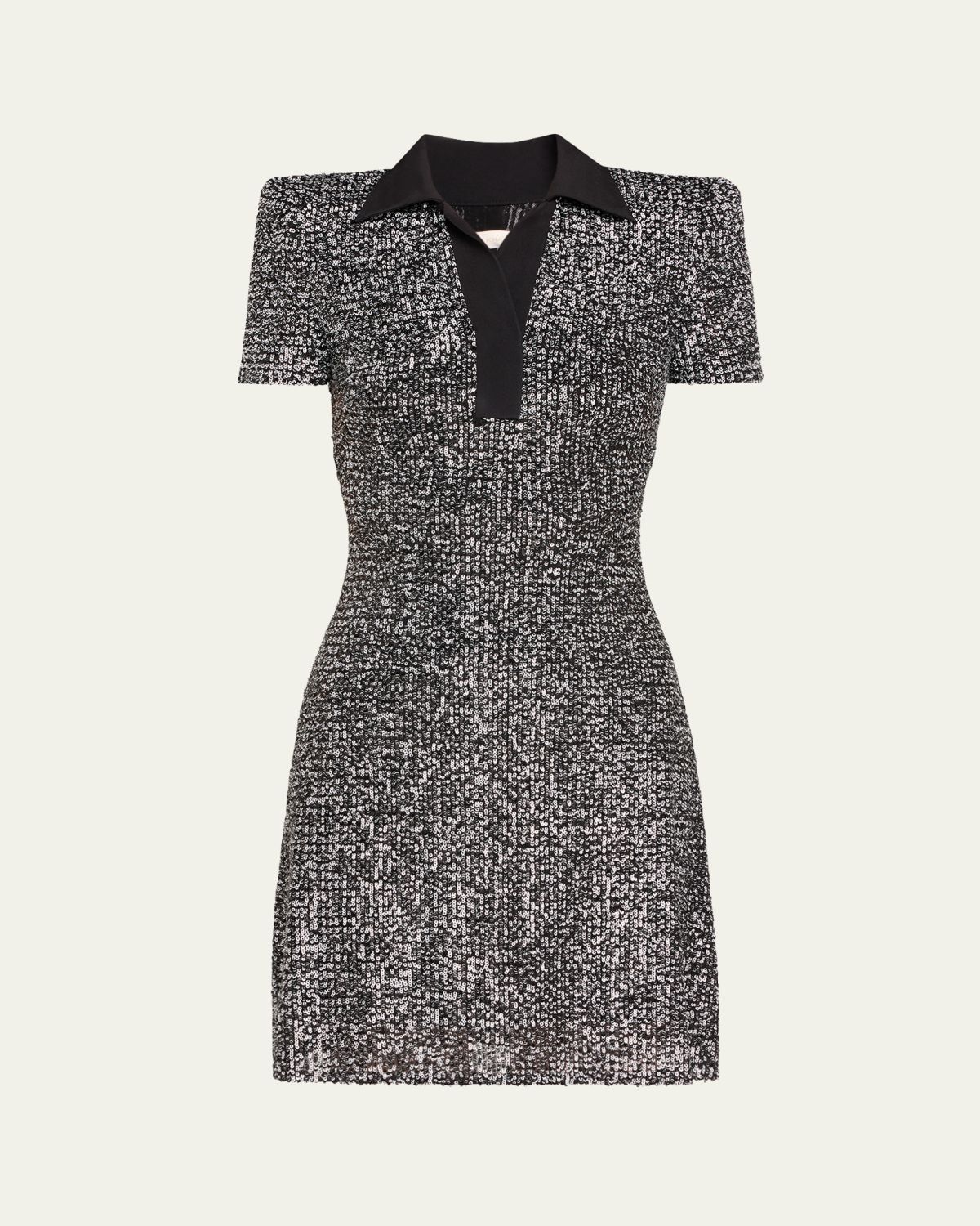Naeem Khan Sequined Tweed Pattern Polo Dress