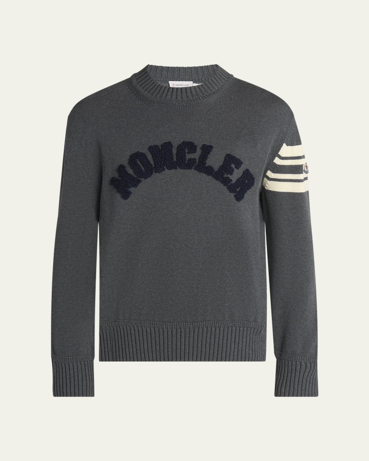 Moncler Men's Curved Logo Knit Crewneck Sweater | Thumbnail 10 Moncler Men's Curved Logo Knit Crewneck Sweater | Thumbnail 10