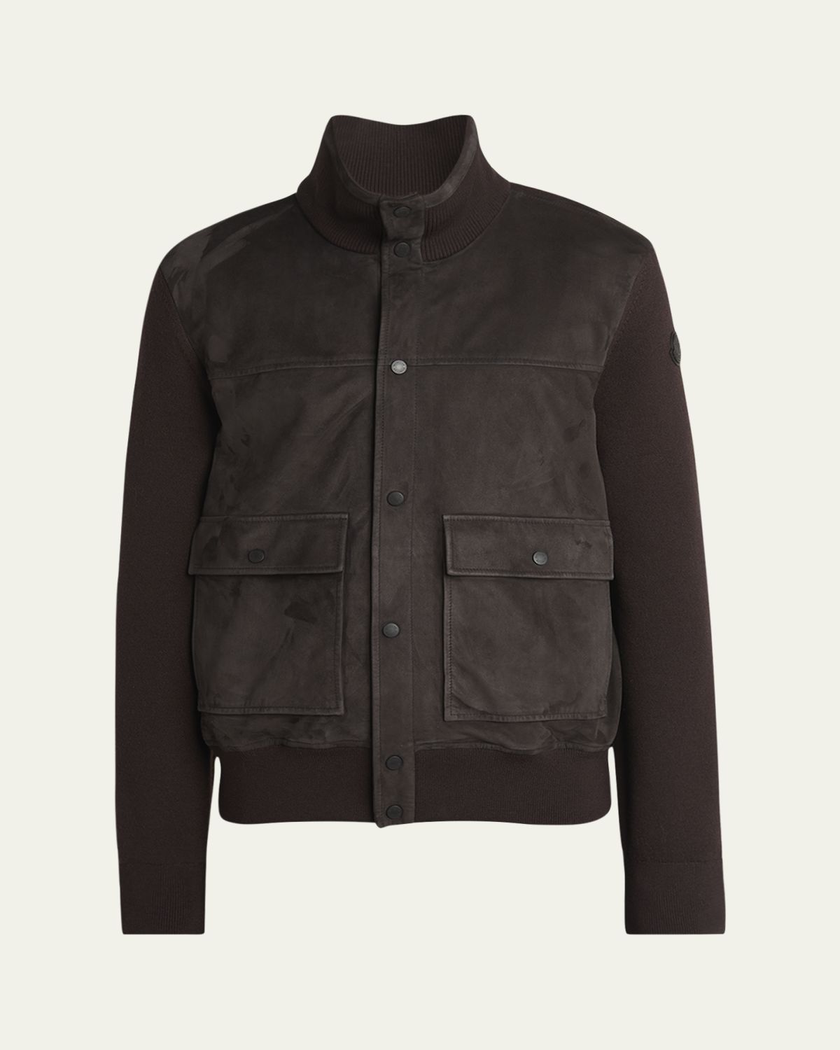 Moncler Men's Wool and Suede Snap-Front Cardigan | Thumbnail 6 Moncler Men's Wool and Suede Snap-Front Cardigan | Thumbnail 6