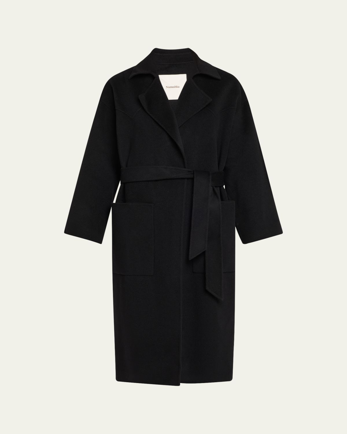 Nanushka Alamo Wool-Blend Long Wrap Coat