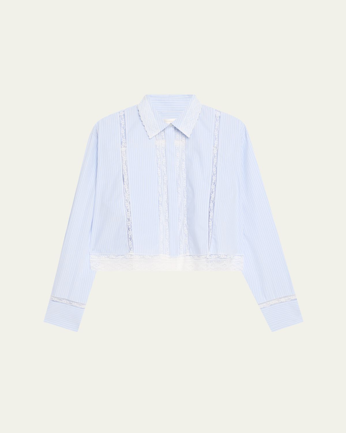 LoveShackFancy Delano Lace-Trim Striped Shirt