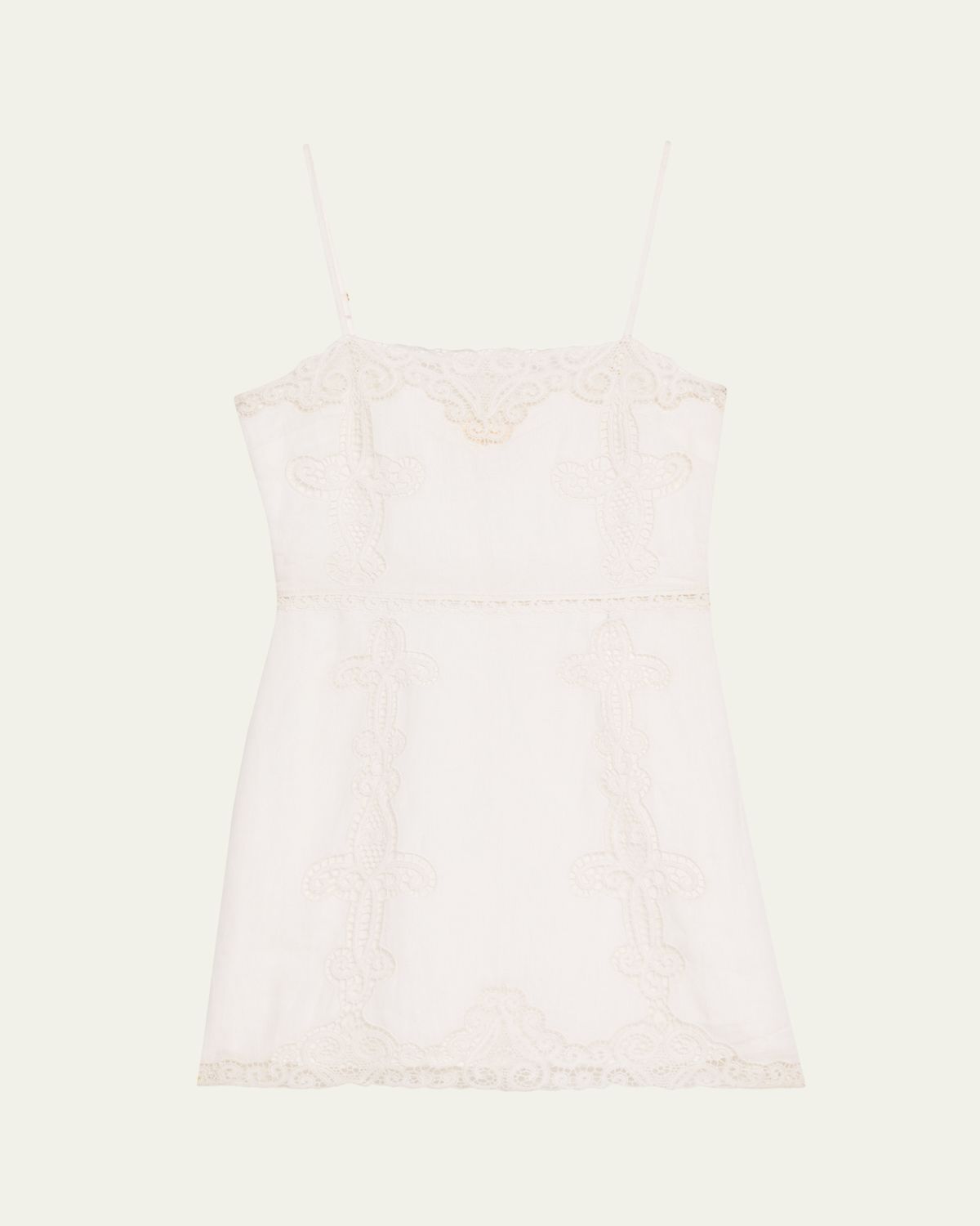 LoveShackFancy Olivine Linen Crochet Lace Mini Dress