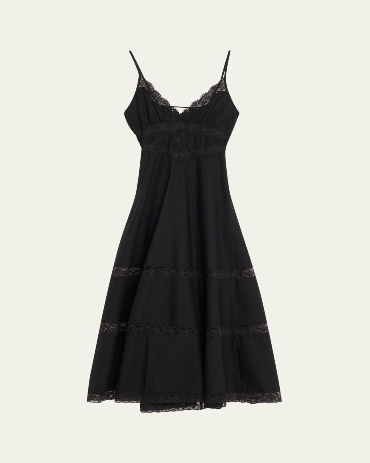 LoveShackFancy Catryn Lace-Trim Midi Dress