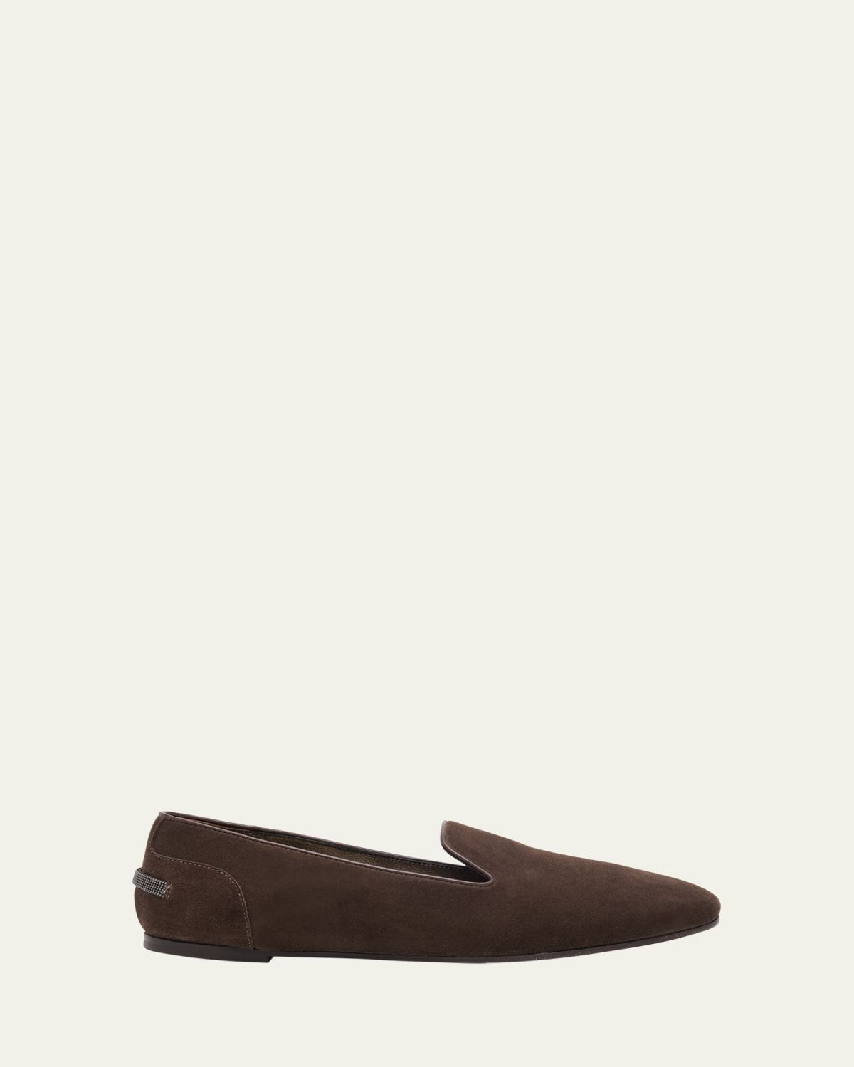 Brunello Cucinelli Monili Detail Suede Slippers