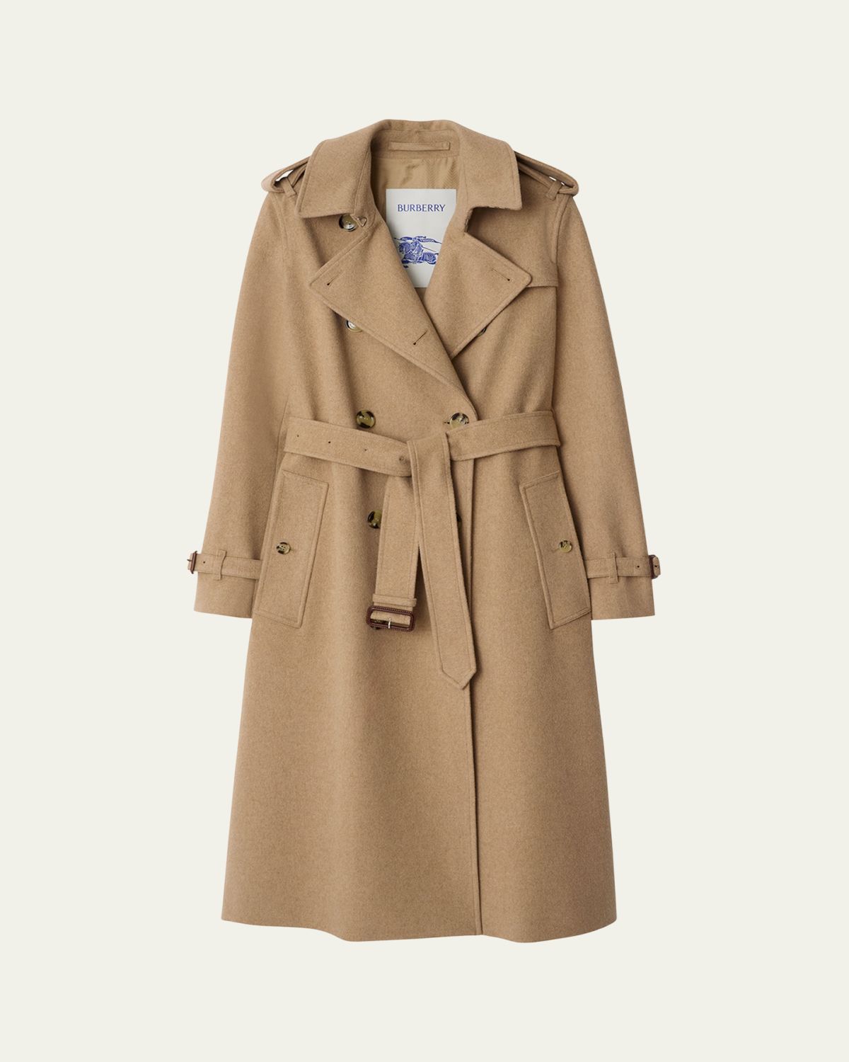 Burberry Kensington Belted Cashmere-Wool Double-Breasted Trench Coat