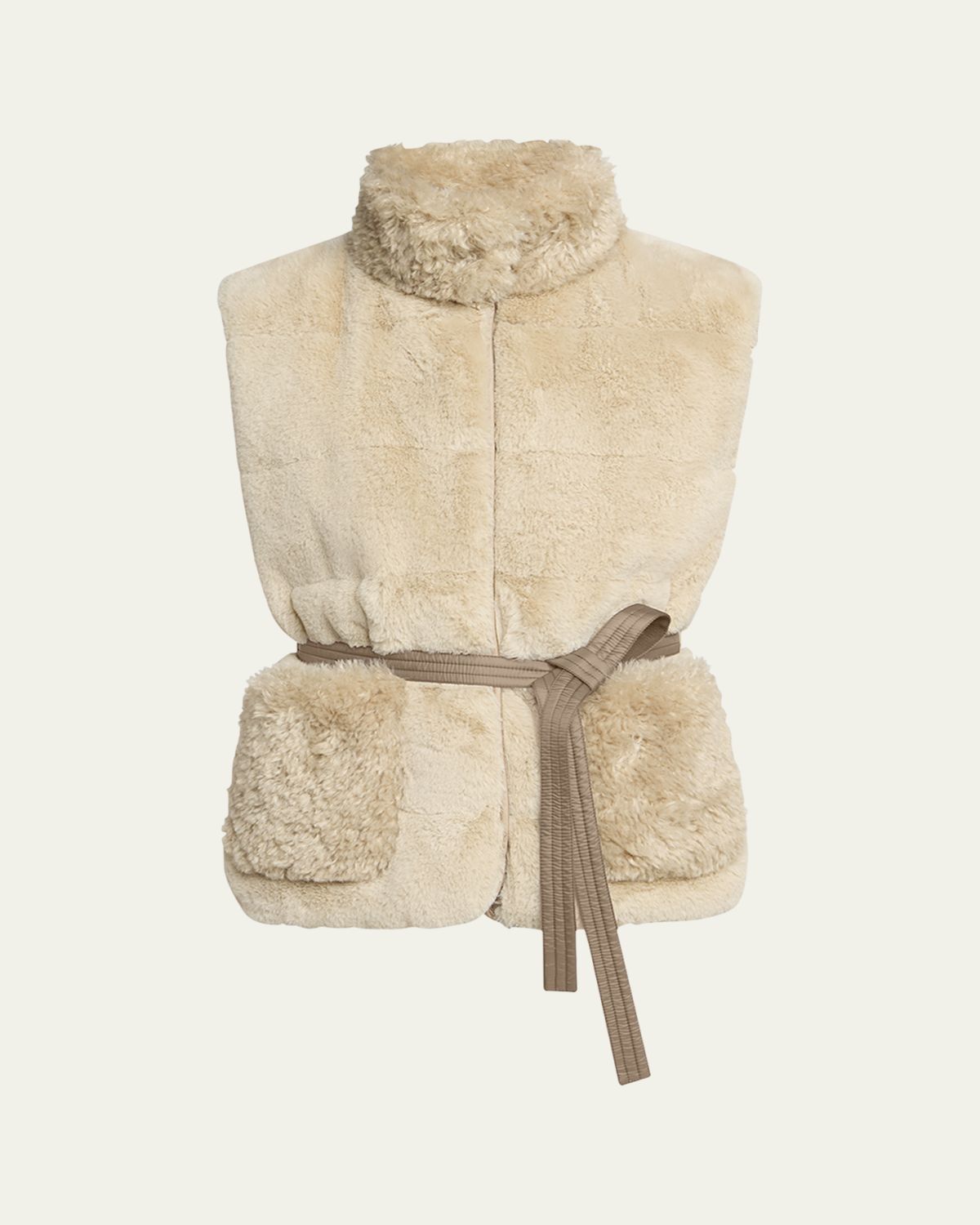 Moncler Joui Belted Faux Fur Vest