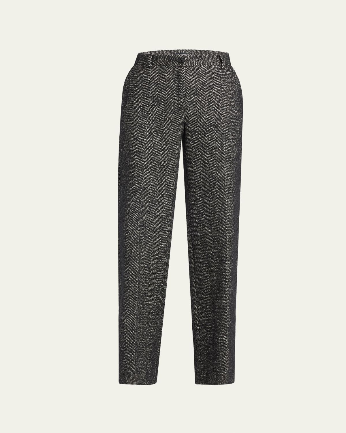 Dolce & Gabbana Herringbone Wool Straight-Leg Trousers