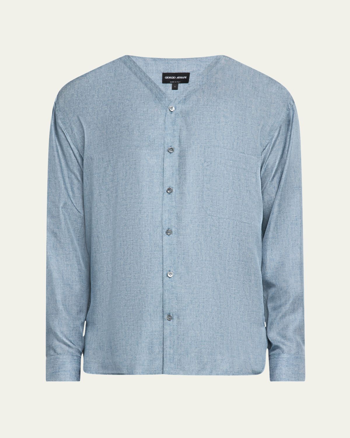 Giorgio Armani Men's Silk Denim Effect Button-Down Shirt