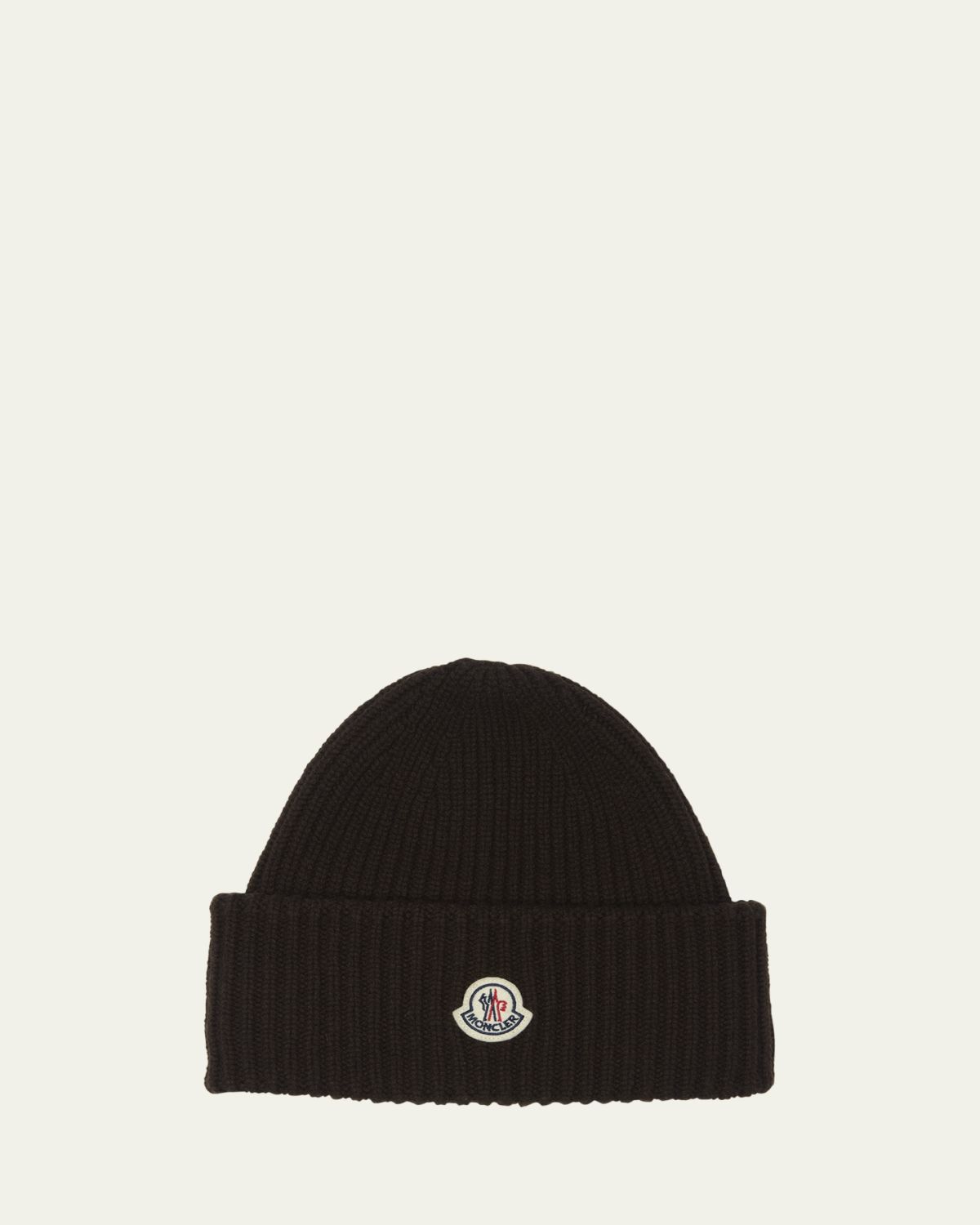 Moncler Men's Cashmere and Wool Rib Logo Beanie Hat | Thumbnail 3 Moncler Men's Cashmere and Wool Rib Logo Beanie Hat | Thumbnail 3