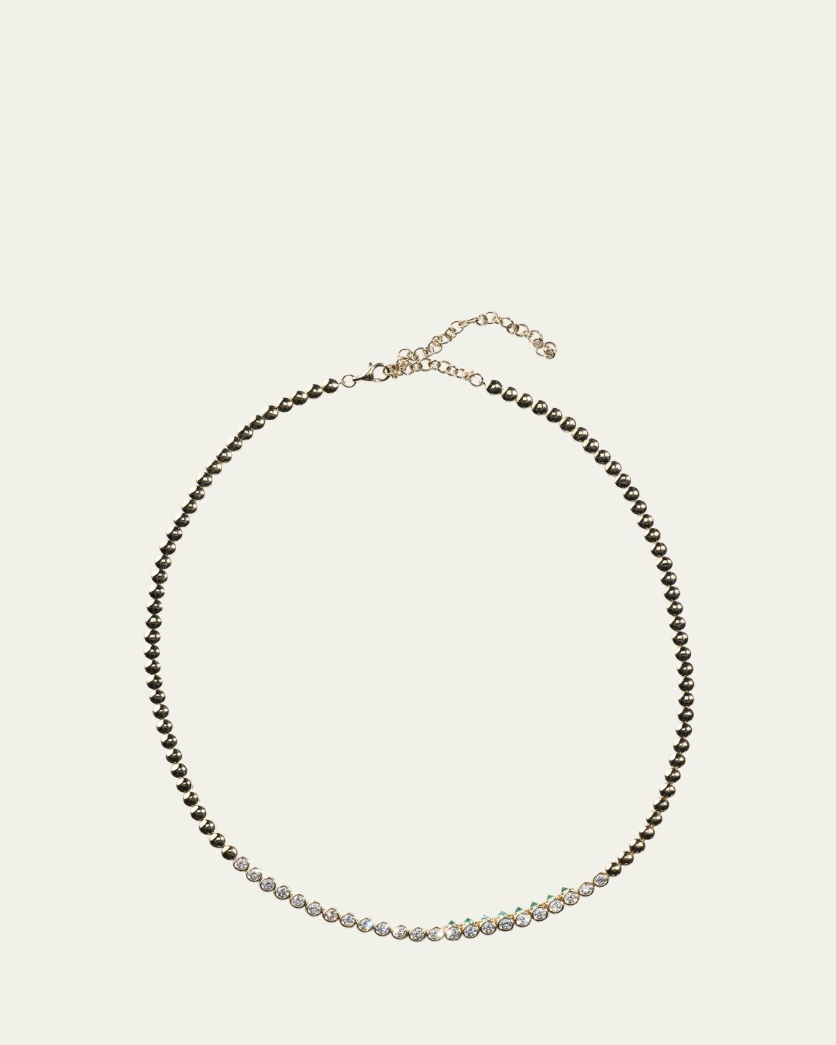 TYPE JEWELRY Tubbo Sideway 14K Gold Diamond and Emerald Tennis Necklace