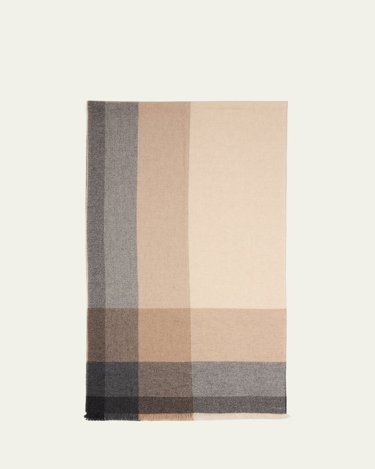 Brunello Cucinelli Men's Uneven Plaid Wool-Cashmere Scarf | Thumbnail 6 Brunello Cucinelli Men's Uneven Plaid Wool-Cashmere Scarf | Thumbnail 6