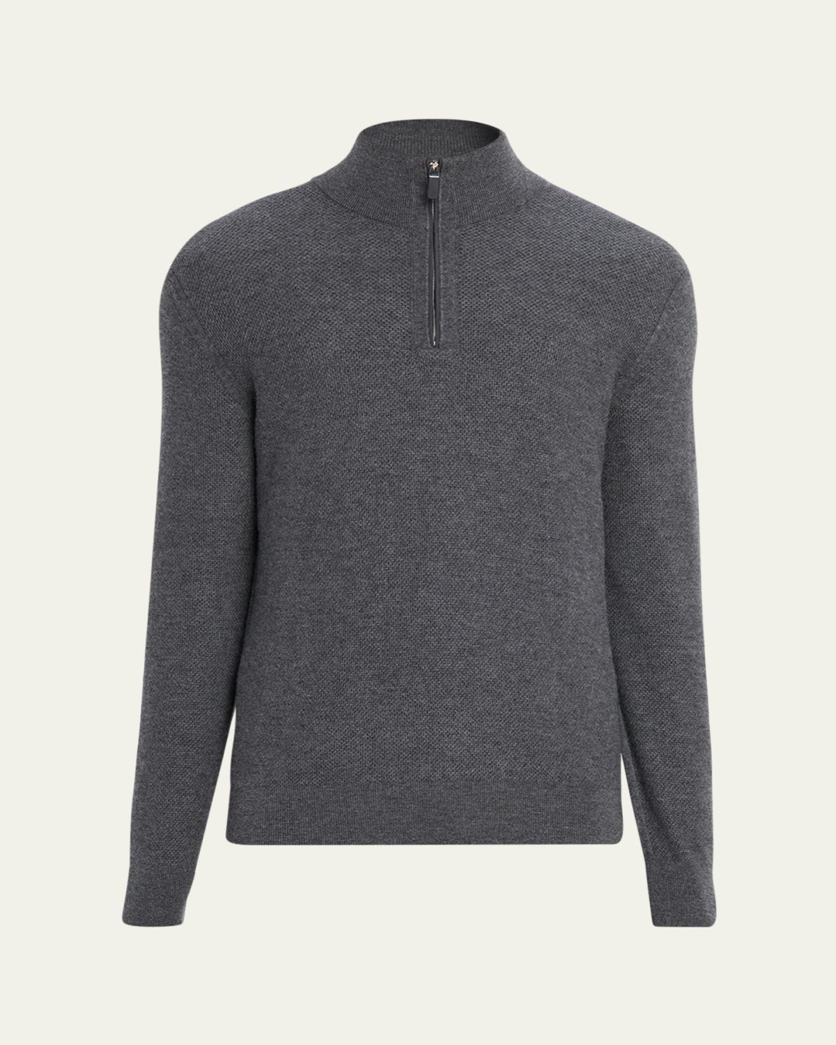 ZEGNA Men's Cashmere Waffle-Knit Quarter-Zip Sweater