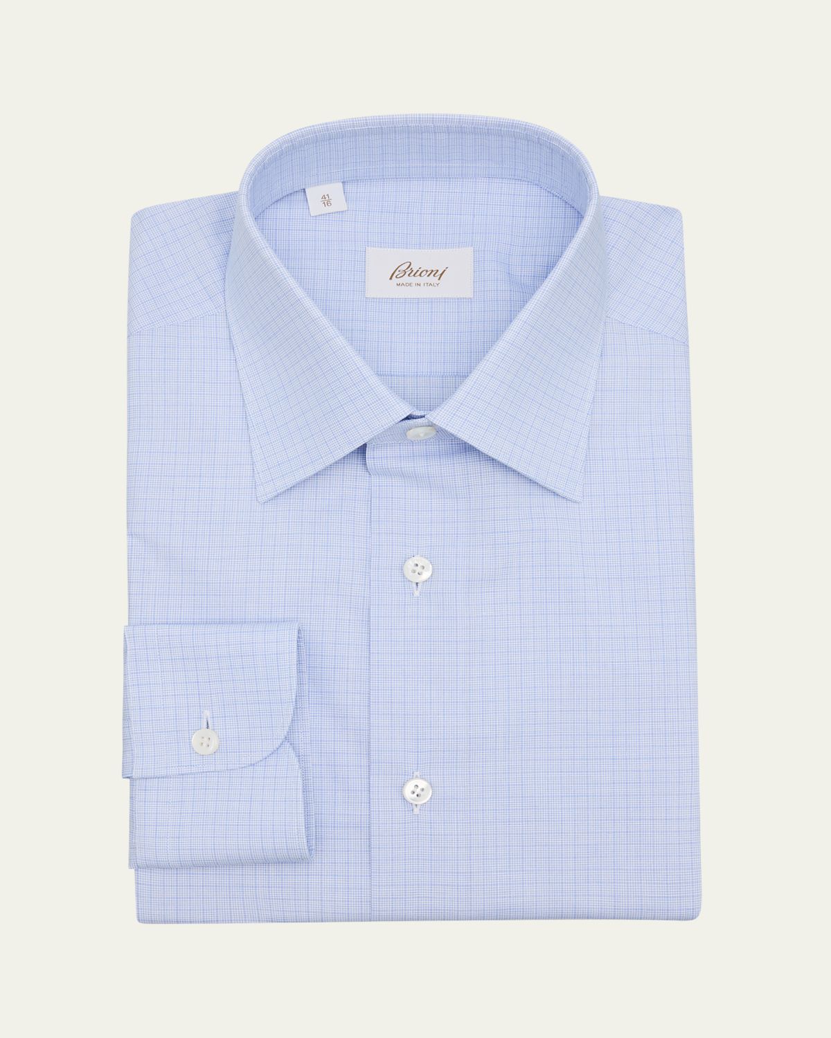 Brioni Men's Cotton Mini Check Dress Shirt