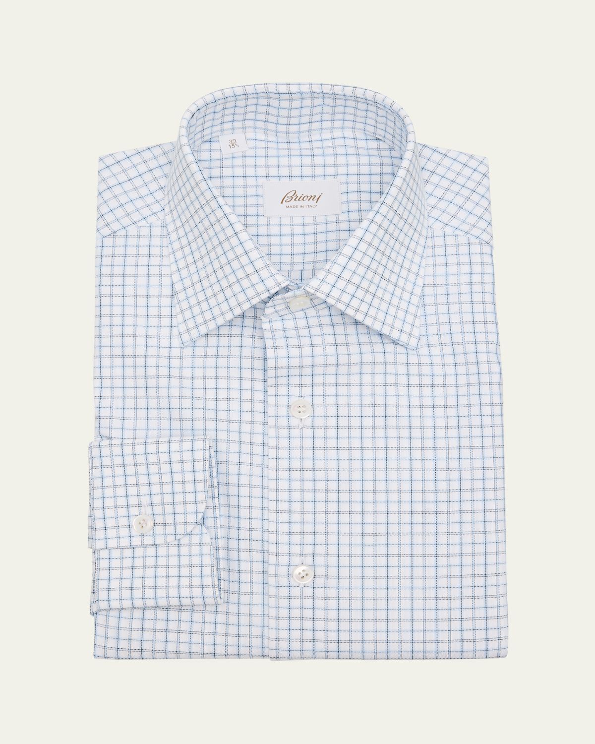 Brioni Men's Cotton Graph Check Dress Shirt